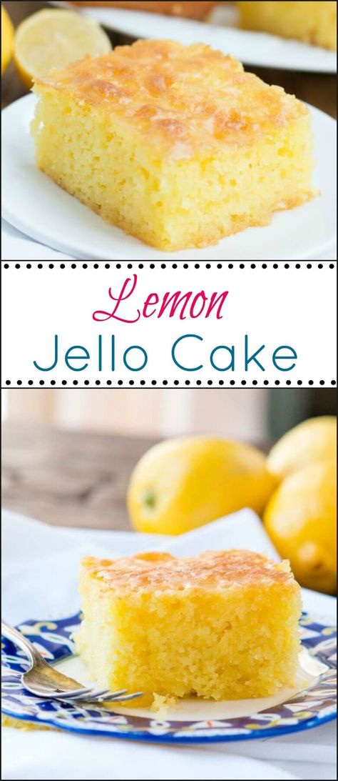 Jello Cake Recipe, Lemon Jello Cake, Jello Cake Recipes, Lemon Cake Easy, Lemon Jello, Jello Cake, Recipe Cake, Lemon Cake Mixes, Lemon Dessert Recipes