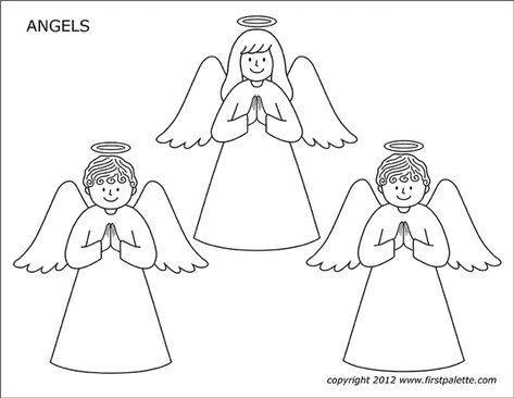 Angels | Free Printable Templates & Coloring Pages | FirstPalette.com Angel Paper Craft Free Printable, Guardian Angel Coloring Page, Free Angel Printables, Angel Coloring Pages Free Printable, Angel Template Free Printable, Christmas Angel Coloring Pages, Angel Template, Angel Printable, Christmas Coloring Printables