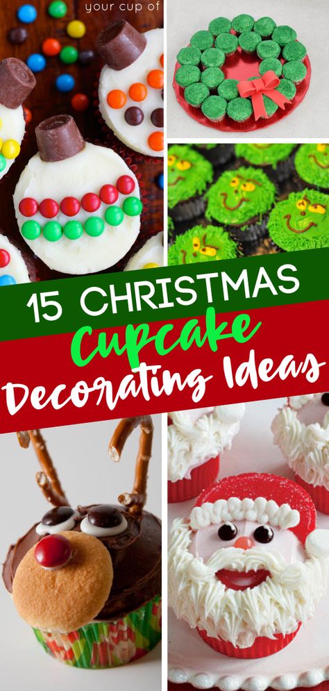 Christmas Theme Cupcakes Decorating Ideas, Holiday Cupcake Decorating Ideas, Cupcake Decorating Ideas Christmas, Decorated Christmas Cupcakes, Easy Decorated Cupcakes, Christmas Cupcakes Ideas Decoration, Christmas Cupcake Ideas Easy, Christmas Decorated Cupcakes, Easy Christmas Cupcake Decorating Ideas