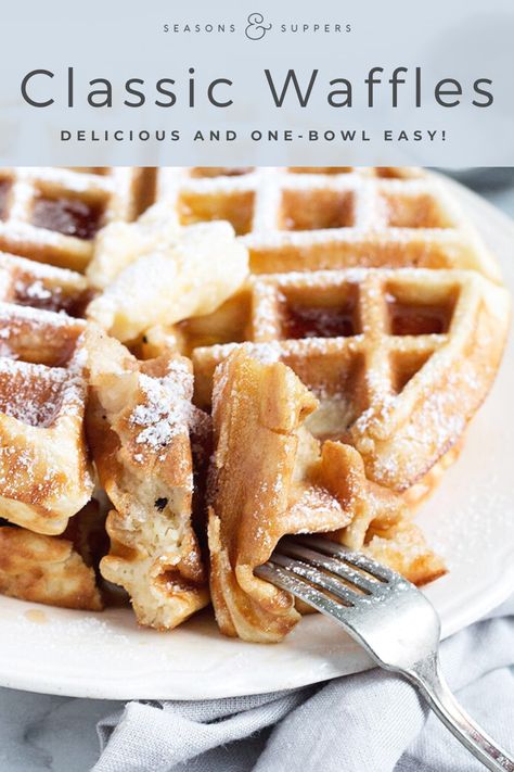 Classic Waffles, Recipes Waffles, Belgian Waffles Recipe, Easy Waffle Recipe, Waffle Iron Recipes, Waffle Maker Recipes, Waffles Easy, Simple Pantry, Homemade Waffles