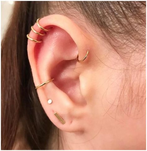 Ear Piercing For Women, Piercing Face, Piercing Bouche, Constellation Piercings, Ear Peircings, 14k Gold Hoop Earrings, Piercing Cartilage, Tragus Conch, Cute Ear Piercings