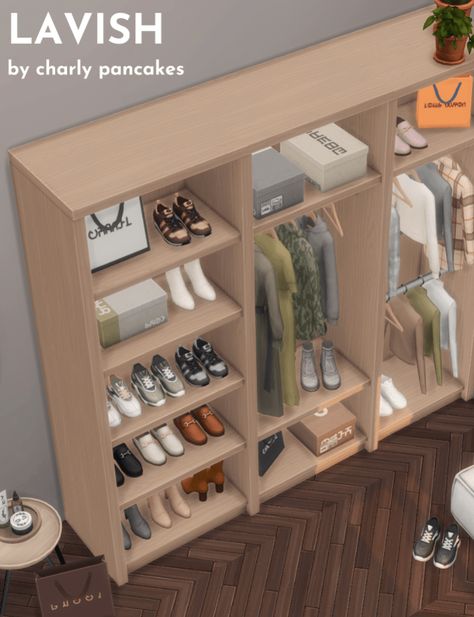 Sims 4 Closet Cc, Fashion Designer Room, Closet Furniture, Sims Love, Cc Packs, Sims 4 Male Clothes, Closet Custom, Ikea Closet, Sims 4 Bedroom