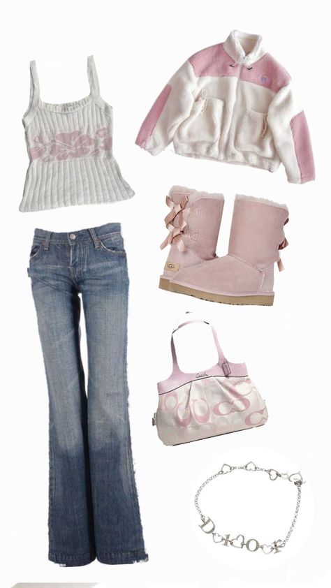 white and baby pink coquette outfit Cute Pink School Outfits, Light Pink Y2k Outfit, White And Pink Clothes, Pink Outfits Layout, White And Pink Winter Outfit, Pink Everyday Outfits, Light Y2k Outfits, Light Pink Winter Outfits, Light Coquette Outfits