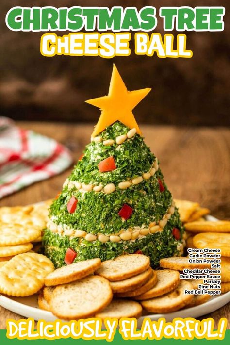 If you need a fun and festive appetizer, make this Christmas Tree Cheese Ball. It is delicious Christmas Party appetizer and is easy to make. We love a good cheese ball recipe. Shaping it into a tree and adding the fun red and green ingredients always make it a hit. #christmasonadime #christmastreecheeseball #cheeseball Christmas Cheeseball Wreath, Christmas Tree Shaped Cheese Ball, Christmas Tree Cheeseball, Spinach Artichoke Christmas Tree, Christmas Luncheon Ideas, Cream Cheese Christmas Tree, Appitizer Ideas, Cheese Ball Wreath, Holiday Cheeseball