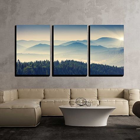 Dining Room Canvas Art, Wall Painting Frames Home Decor, 3 Set Paintings Wall Art, Guy Decor, Mountain Frame, Canvas Painting For Living Room, Essential Products, 3 Piece Canvas Art, Misty Forest