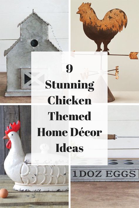 So cute! These chicken themed home decor ideas are amazing! I love that these backyard chicken decor ideas would fit perfectly with country farmhouse decor! Chicken Decor Ideas, Chicken Themed Kitchen, Eglu Cube, Chicken Kitchen Decor, Rooster Kitchen Decor, Chicken Home, Themed Home Decor, Chicken Kitchen, Rooster Kitchen