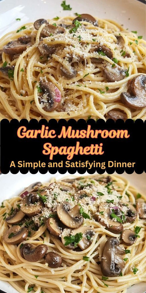 Garlic And Mushroom Pasta, Mushroom And Garlic Spaghetti, Mushroom Spaghetti Recipes, Garlic Mushroom Pasta, Spaghetti Easy, Mushroom Spaghetti, Garlic Pasta Recipe, Spaghetti Factory, Creamy Garlic Mushrooms