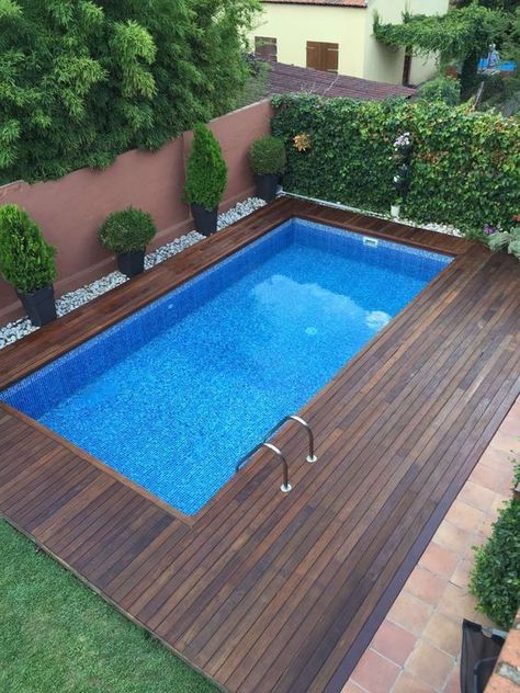 Small Inground Pool Ideas, Small Pool Ideas, Inground Pool Ideas, Small Inground Pool, Kleiner Pool Design, Deck Piscina, Kolam Koi, Swimming Pool Decks, Pools Backyard Inground