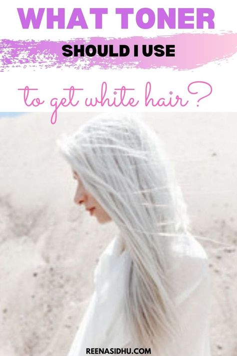 What Toner Should I Use To Get White Hair? Toning is similar to icing on cupcakes in terms of hair color. It’s the final, fine-tuning touch that elevates the basics to something truly refined. It’s like a topcoat that can emphasize certain tones in your strands and also add some shine. Many people confuse it with hair dye. Hair dye can be permanent and can cause some damage to the hair. Best Toners For Blonde Hair, White Toner Hair, Brown Eyes White Hair, Coloring White Hair, Toners For Natural Gray Hair, How To Get White Hair At Home, How To Get White Blonde Hair, White Grey Hair Color, Hairstyles For White Hair