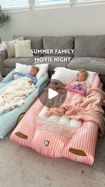 Kristin Miller | Mom of 2 on Instagram: "Setting up a surprise movie night for my kids🍿🎥Comment “summer” to get all these items sent directly to your DMs! We went with a cars theme & Livy and Kellen loved it!! Did you know tonight is national movie night?! I have a feeling family movie nights will be a core memory for our fam🤍save & share with your friends! Inspired by @meganlbrown22  • • #movienight #familyof4 #familyactivities #kidsactivities #summeractivities #toddlermom #momhack #familymovienight #summeractivitiesforkids #amazonmusthaves" Indoor Movie Night Kids, Indoor Movie Night Party Living Rooms, Movie Night With Kids At Home, Home Movie Night Aesthetic, Movie Night Living Room Set Up, Kid Movie Night Ideas, Movie Night Seating Ideas, Movie Night Birthday Party For Kids, At Home Movie Night Kids