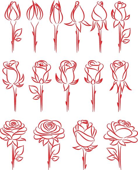 Flower Sketch Pencil, Rose Drawing Simple, Rose Silhouette, Old School Rose, Rose Vector, Rose Svg, Rose Stencil, Character Clipart, Pencil Drawings For Beginners