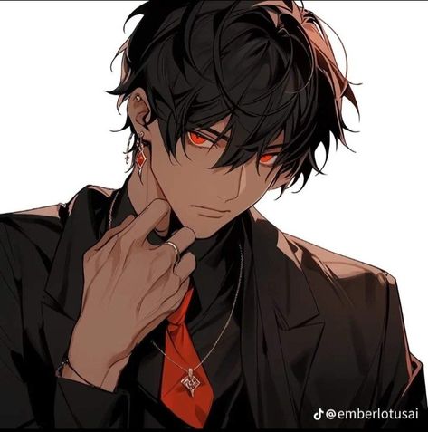 Black Hair Men Drawing, Black Hair Guy Anime, Anime Guy With Red Eyes, Anime Black Hair Boy, Black Haired Anime Man, Anime Guy Brown Hair Green Eyes, Black Hair Anime Pfp Guy, Brown Hair Guy Art, Red Eyes Character