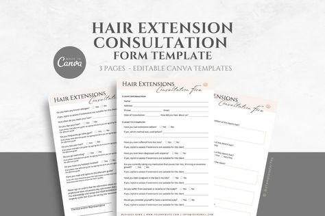 Buy Fully Editable Hair Extension Consultation Form Template for online on Etsy India. Shop for handmade, vintage and unique Templates items from BizTemplatesForYou online on Etsy Client Intake Form, Intake Form, Canva Edit, Form Template, Client Experience, Legal Advice, Hair Extension, Canva Template, Step By Step Instructions