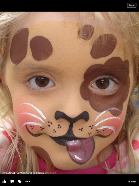 Brown puppy face Puppy Face Paint, Dog Face Paints, Obličejové Masky, Animal Face Paintings, Dog Makeup, Puppy Costume, Face Painting Easy, Kids Face Paint, Simple Face