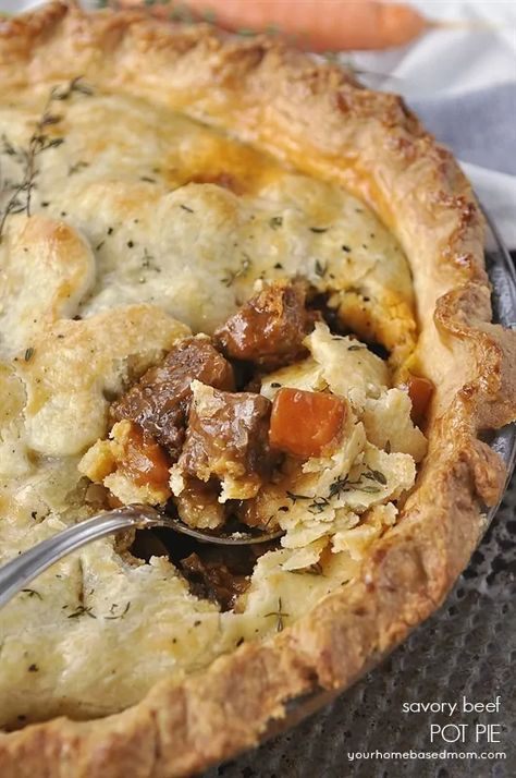 beef pot pie recipe Beef Pot Pie Recipe, Beef Pot Pie, Beef Pot Pies, Hp Sauce, Pot Pies Recipes, Homemade Beef, Meat Pie, Savory Pie, It Goes On