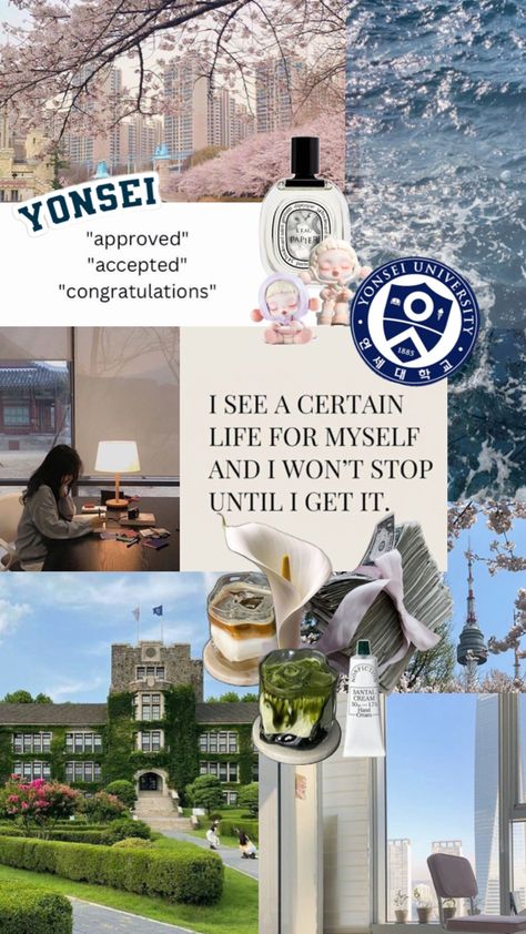 Vision Board Future, Life In Seoul, Yonsei University, Diptyque Paris, Korea University, Dream Collage, South Korea Seoul, Korea Seoul, Dream College