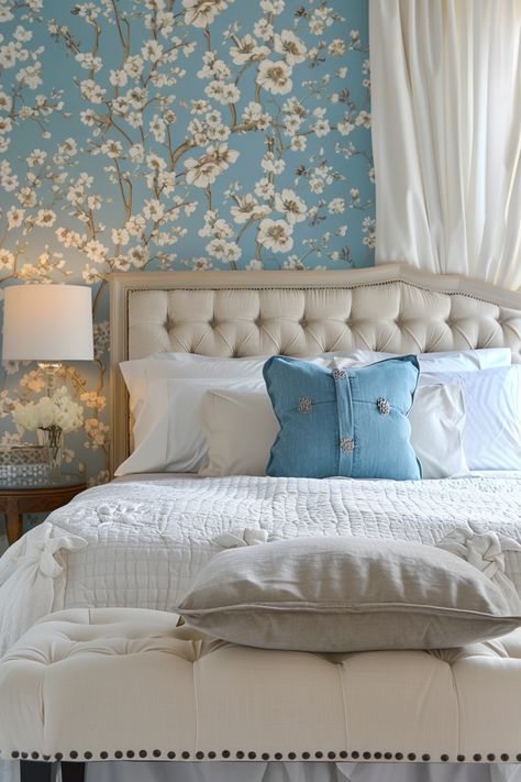 Blue and cream bedroom ideas offer a soothing palette that promotes relaxation. Click for more inspiration. Periwinkle Bedroom Ideas, Blue Cream Bedroom, Blue And Tan Bedroom, Blue And Cream Bedroom Ideas, Baby Blue Room, Periwinkle Bedroom, Blue And Cream Bedroom, Cream Bedroom Ideas, Cream Bedroom