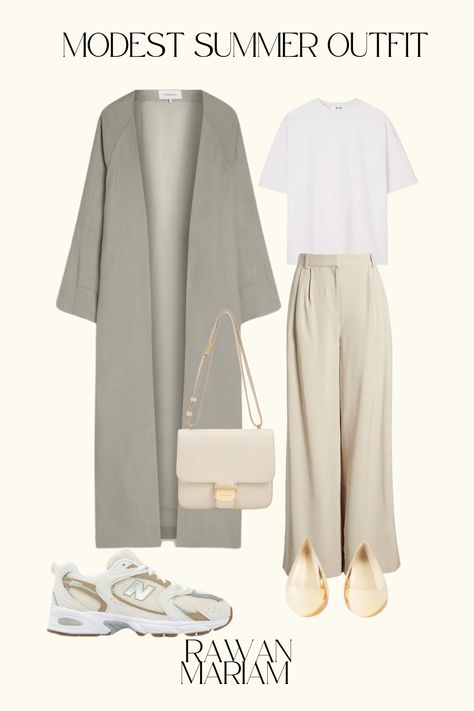 Semi Modest Outfits, Modest Brunch Outfit, Modest College Outfits, Summer Modest Outfits, Neutral Color Outfits, Outfit For Everyday, Abaya Outfit, Outfit Modest, New Balance Outfit