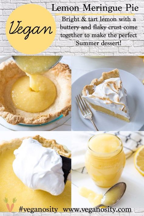 Vegan Lemon Pie Filling, Vegan Lemon Meringue Pie, Vegan Lemon Meringue, Vegan Filling, Healthy Vegan Dessert, Vegan Pies, Vegan Lemon Curd, Vegan Meringue, Meringue Pie Recipes