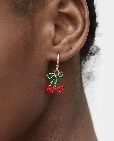 Cherry Bead Earrings, Strawberry Beaded Earrings, Indian Inspired Jewelry, Diy Christmas Earrings, Creative Necklace, Diy Friendship Bracelets Patterns, Cherry Earrings, Funky Earrings, Handmade Jewelry Tutorials