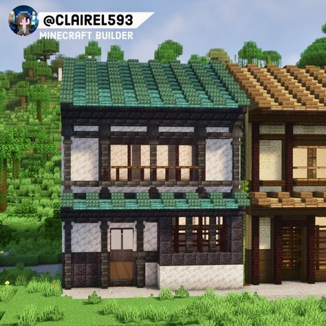 Asian Town Minecraft, Japanese Townhouse Minecraft, Minecraft Japanese Apartment, Minecraft Railroad Bridge, Minecraft Motel Ideas, Minecraft Japanese Train Station, Minecraft Japanese Bath House, Minecraft Chinese Restaurant, Japanese Storage Room Minecraft