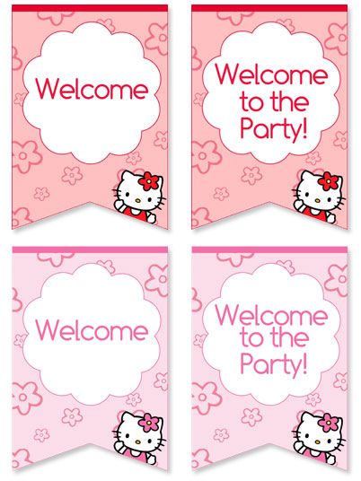 Hello Kitty Happy Birthday Banner, Hello Kitty Birthday Banner, Hello Kitty Theme Party, Birthday Card Template Free, Kitty Birthday Party, Birthday Banner Template, Hello Kitty Printables, Anniversaire Diy, Hello Kitty Birthday Party