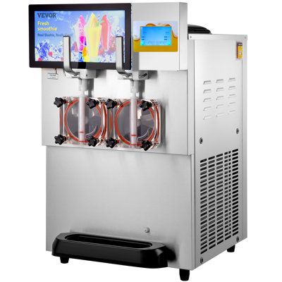 Slush Frozen Drink Machine: 1155W powerful motor & digital screen display & changeable lightbox. The 8L x 2 freezing drink dispenser provides an attractive way to serve your guests their favorite fresh juices. Compact and durable construction is a huge plus to any contemporary dining space, catered event, or banquet, and it dispenses a variety of frozen beverages with added convenience and accessibility. Suitable for both commercial and family use. It features a premium compressor with a solid c Slushy Machine, Frozen Drink Machine, Margarita Machine, Slushie Machine, Slush Machine, Snow Cone Machine, Frozen Drink, Fresh Smoothies, Commercial Refrigerators