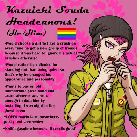 Kazuichi Souda Headcanon Headcannon Danganronpa 2: Goodbye Despair Danganronpa Souda, Danganronpa Kazuichi, Mondo Butter, Kazuichi Soda, Kazuichi Souda, Kubz Scouts, Goodbye Despair, Danganronpa 2, Group Of Friends