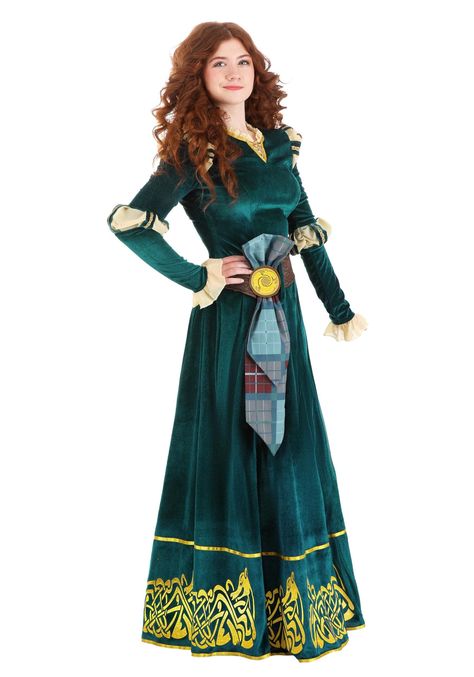 PRICES MAY VARY. DISNEY MAGIC: Dive into the enchanting world of Disney with our Disney Princess costumes for Adults, specifically this top-notch adult Merida costume. This adult Disney princess costume is a meticulous recreation of Merida's signature dress, perfect for any occasion where you want to express your love for this beloved character. INTRICATE DETAILS: Our Disney princess Halloween costumes for adults feature a rich, deep blue hue and intricate gold details, mirroring Merida's dress Adult Disney Princess Costume, Disney Princess Adult Costume, Pixar Brave, Merida Costume, Disney Princess Halloween Costumes, Disney Merida, Velvet Green Dress, Merida Dress, Disney Princess Halloween