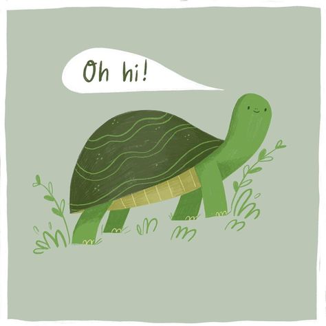 Cute Turtle Illustration, Hi Illustration, Turtles Illustration, Tortoise Illustration, Tortoise Drawing, Turtle Illustration, Cartoon Turtle, Digital Collage Art, Pottery Painting Designs