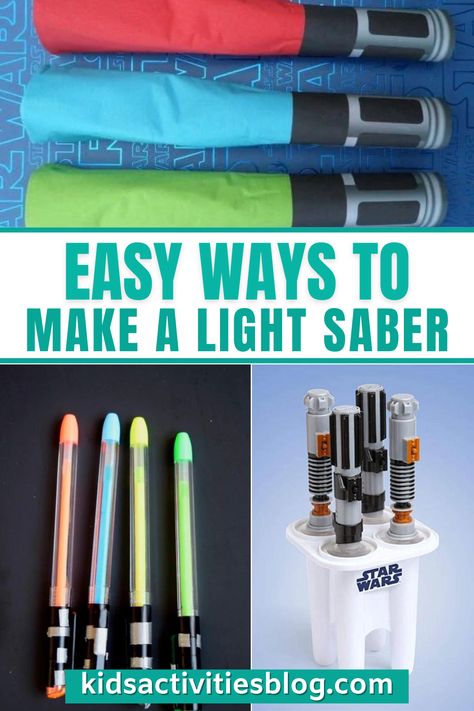 Light Saber Diy, Lightsaber Craft, Diy Star Wars Gifts, Fun Party Crafts, Lightsaber Ideas, Star Wars Activities, Diy Lightsaber, Star Wars Crafts, Star Wars Diy