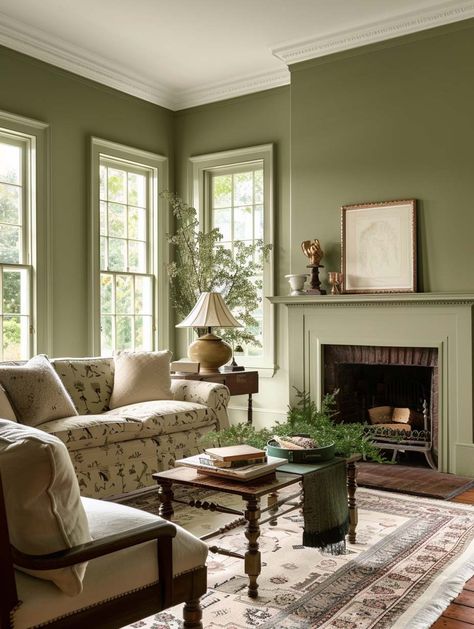 Behr Bitter Sage Living Room Green Interior Paint Living Room, Bitter Sage Behr, Bitter Sage Behr Paint, Green Painted Walls Living Room, Behr Bitter Sage, Light Green Walls Living Room, Sage Green Paints, Best Color For Living Room, Color For Living Room Walls