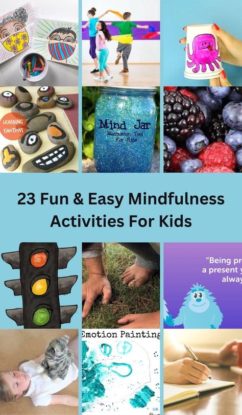 23 Fun & Easy Mindfulness Activities For Kids Monday Matters Activities, Activities For Childrens Mental Health Week, Wellness Week Activities, Easy Mindfulness Activities, Summer Therapy Activities For Kids, Mental Health Activities Eyfs, Mindfulness Activities For Kindergarten, Mindfulness Classroom Activities, Mindfulness Activities For Preschoolers