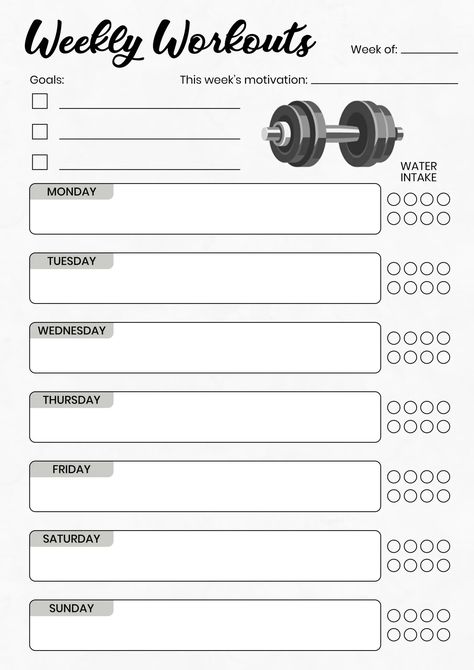 Weekly Workout Planner Template, Workout Planner Printable Free, Sport Planner, Weekly Workout Tracker, Exercise Template, Workout Checklist, High Fitness, Workout Log Printable, Planning Sport