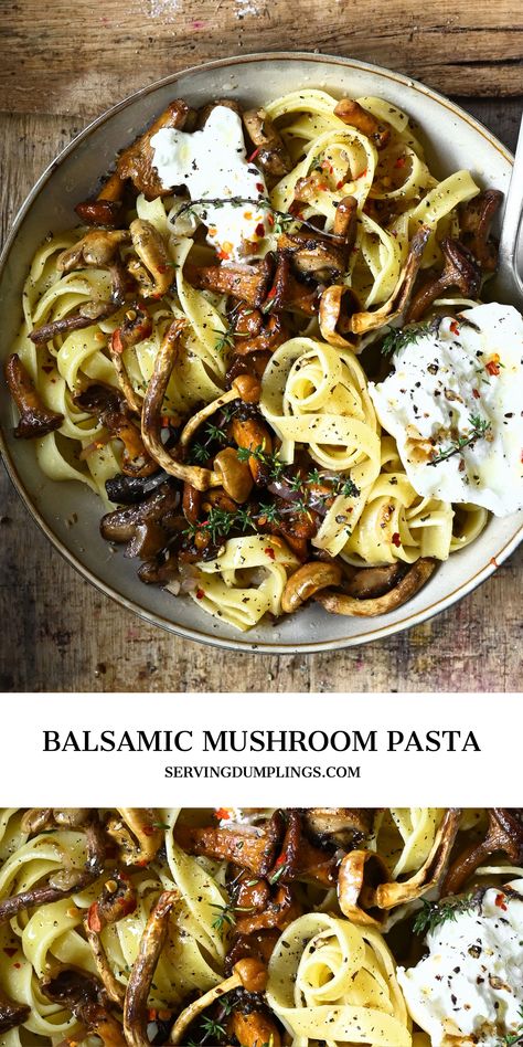 Non Pasta Italian Recipes, Balsamic Glaze Pasta, Creamy Balsamic Pasta Sauce, Pasta Mushroom, Wild Mushrooms Recipes, Pasta Recipes Mushroom, Mushroom Recipes Sauteed, Creamy Balsamic Pasta, Portabella Mushroom Pasta