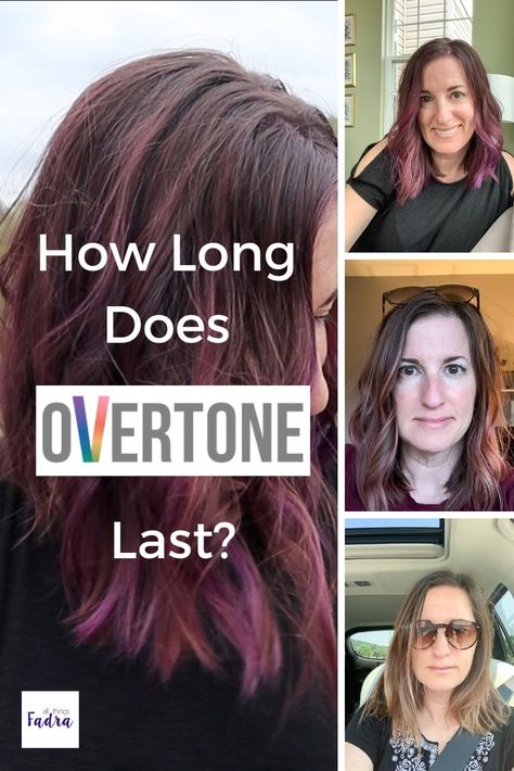 So you've decided to have a little fun with your color. After you pick your shade, the bigger question is how long does Overtone last? Purple Overtone On Brown Hair, Overtone Pink On Brown Hair, Overtone Purple On Brown Hair, Overtone On Brown Hair, Overtone Before And After Brunette, Overtone Before And After, Overtone Hair Color, Red Hair Fade, Overtone Hair