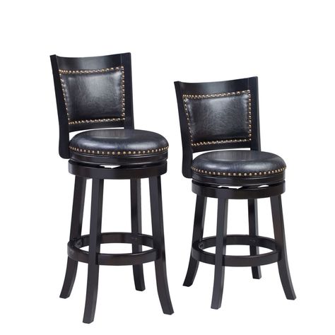 Boraam Bristol Swivel Bar Stool, 29", Multiple Finishes - Walmart.com - Walmart.com Wood Counter Stools, Kick Plate, Swivel Counter Stools, Black Bar Stools, Wood Bar Stools, Swivel Stool, Swivel Bar Stools, Black Set, Nailhead Trim