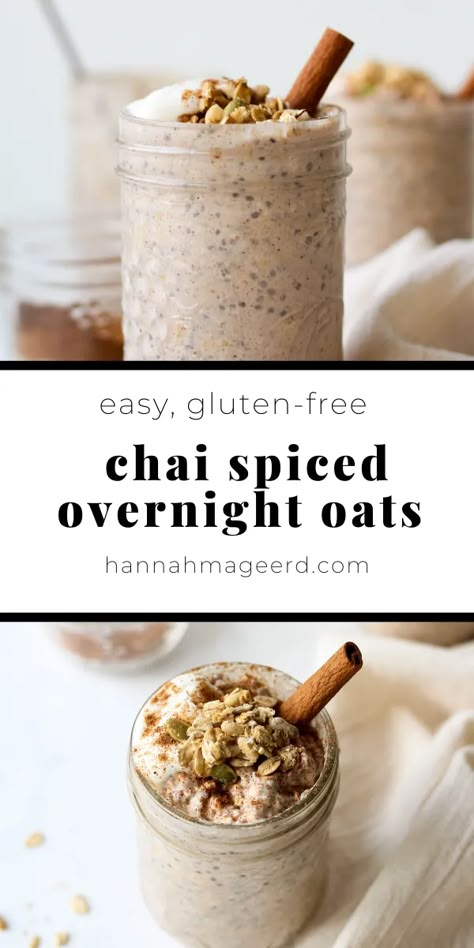 Chai Overnight Oats, Oat Recipes Healthy, Overnight Oats Recipes, Easy Overnight Oats, Spiced Chai, Overnight Oats Recipe Healthy, Breakfast Oatmeal, Overnight Oat, Overnight Oats Healthy