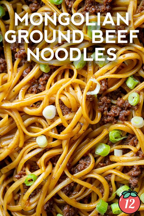 Mongolian Ground Beef Noodles | 12 Tomatoes Ground Beef And Spaghetti Noodles, 15 Minute Mongolian Ground Beef Noodles, Ground Beef Mongolian Noodles, Ground Beef Noodles, Mongolian Ground Beef Noodles, Easy Ground Beef, Ground Beef Noodles Recipes, Mongolian Beef, Beef And Noodles