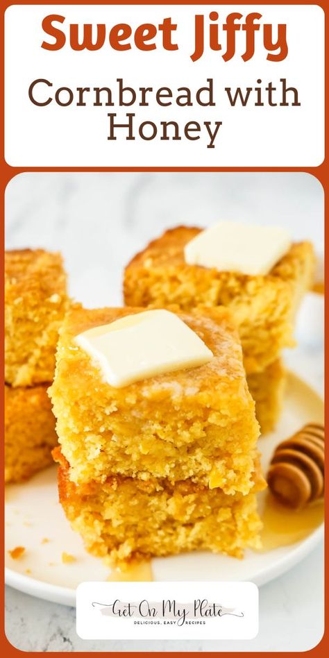 Sweet Jiffy Cornbread, Cornbread With Honey, Jiffy Mix Recipes, Creamed Corn Cornbread, Jiffy Recipes, Honey Cornbread Muffins, Jiffy Cornbread Recipes, Cornbread Recipe Sweet, Moist Cornbread