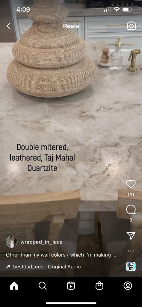 Leathered Taj Mahal Quartzite, Taj Mahal Quartzite Kitchen, Quartzite Kitchen, Taj Mahal Quartzite, Wall Colors, Taj Mahal, Countertops, Ottoman, I Am Awesome