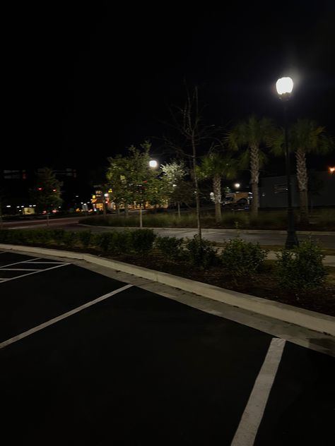 Empty parking lot dark aesthetic Late Night Aesthetic Park, Parking Lot At Night Aesthetic, Low Exposure Aesthetic Photos, Empty Parking Lot Night Aesthetic, Up Late Aesthetic, Late Night Photos, Parking Lot At Night, Finding Cinderella, Parking Lot Aesthetic