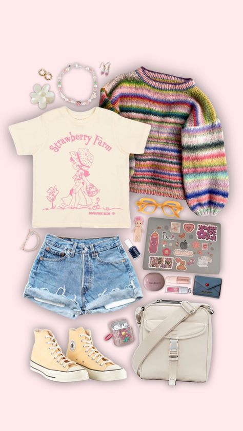 Pastel Colors Aesthetic Outfit, Bubblegum Core Aesthetic Outfit, Pastel Color Outfit Aesthetic, Vintage Pastel Outfits, Pink 90s Outfit, Pink 80s Outfit, Danish Pastel Clothes, Dreamcore Aesthetic Outfits, Childish Outfits