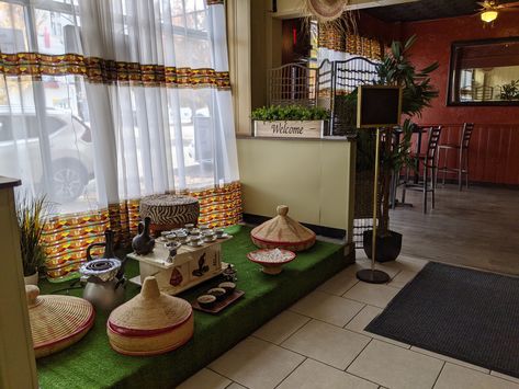 Ethiopian Decor, Ethiopian Coffee Ceremony, Doro Wat, Coffee Ceremony, Coffee Interior, Arabian Decor, Ethiopian Wedding, Traditional Curtains, Ethiopian Clothing