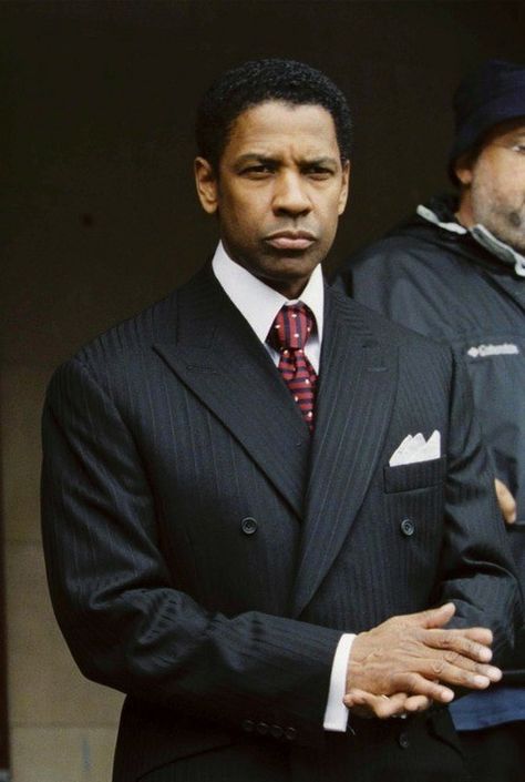 Denzel Washington~ Frank Lucas, American Gangster Actor Denzel Washington, American Gangster, Men In Suits, Chocolate Men, Black Actors, Black Hollywood, Denzel Washington, Mount Vernon, Sharp Dressed Man