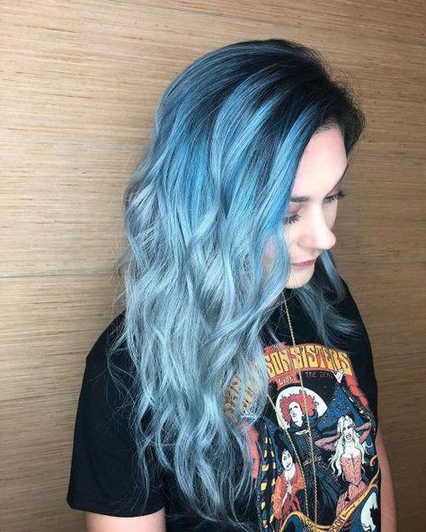 Light Blue to Grey #blueombre Ombre Hair Color Ideas, Light Brown Balayage, Grey Ombre Hair, Brown To Blonde Ombre, Full Lace Wig Human Hair, Blue Ombre Hair, Light Blue Hair, Colour Hair, Ombre Hair Blonde