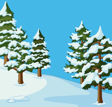 Snow Covered Christmas Trees, Christmas Tree Drawing, Christmas Artwork, Snow Art, Weather Seasons, Flower Landscape, Winter Trees, Pine Trees, Winter Scenes