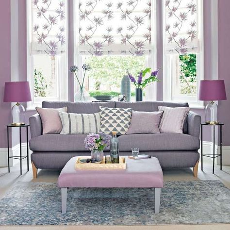 Lavender Living Rooms, Lilac Living Rooms, Purple And Gray Living Room, Grey And Purple Living Room, Lilac Living Room, Mauve Living Room, Lavender Living Room, Moroccan Decor Living Room, Pink Living Room Decor