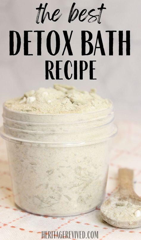 Detox Bath Recipe (with magnesium flakes) - Heritage revived Diy Detox Bath, Magnesium Bath Soak Recipe, Detox Baths For Women, Detox Bath Kids, Bentonite Clay Detox Bath, Bentonite Clay Bath, Bentonite Clay Detox, Magnesium Bath Salts, Baking Soda Clay