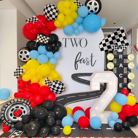 PRICES MAY VARY. 179 Pcs Race Car Balloons set included:1 pcs 29 Inch wheels foil Mylar balloons,2 pcs 18 Inch black and white chequered round foil Mylar balloons,2 pcs 18 Inch wheels foil round Mylar foil Mylar balloons,4 pcs 18 Inch (red,yellow,black,blue) Latex Balloon,20 pcs 12 Inch (red,yellow,black,blue)Latex Balloon,60 pcs 10 Inch (red,yellow,black,blue)Latex Balloon,80 pcs 5 Inch (red,yellow,black,blue)Latex Balloon,5 pcs 18 Inch black and white Checkered Flag,1roll balloon arch strip,1r Race Car Themed Birthday Party Decoration, Race Balloon Arch, Two Fast Birthday Balloon Arch, 2 Fast 2 Curious Birthday Balloon Arch, Race Track Balloon Arch, Race Theme Birthday Party, Fast One Balloon Arch, Fast One Balloon Garland, 2nd Birthday Boy Themes Unique